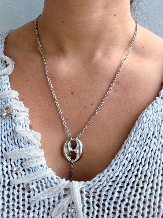 Collier sautoir GINA en acier inoxydable ARGENTÉ