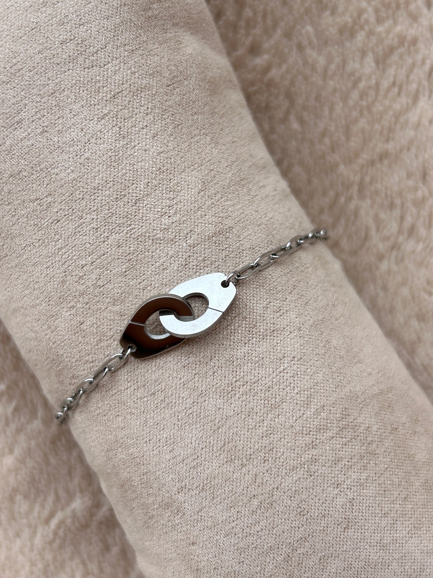 Bracelet menottes LARA en acier inoxydable ARGENTÉ
