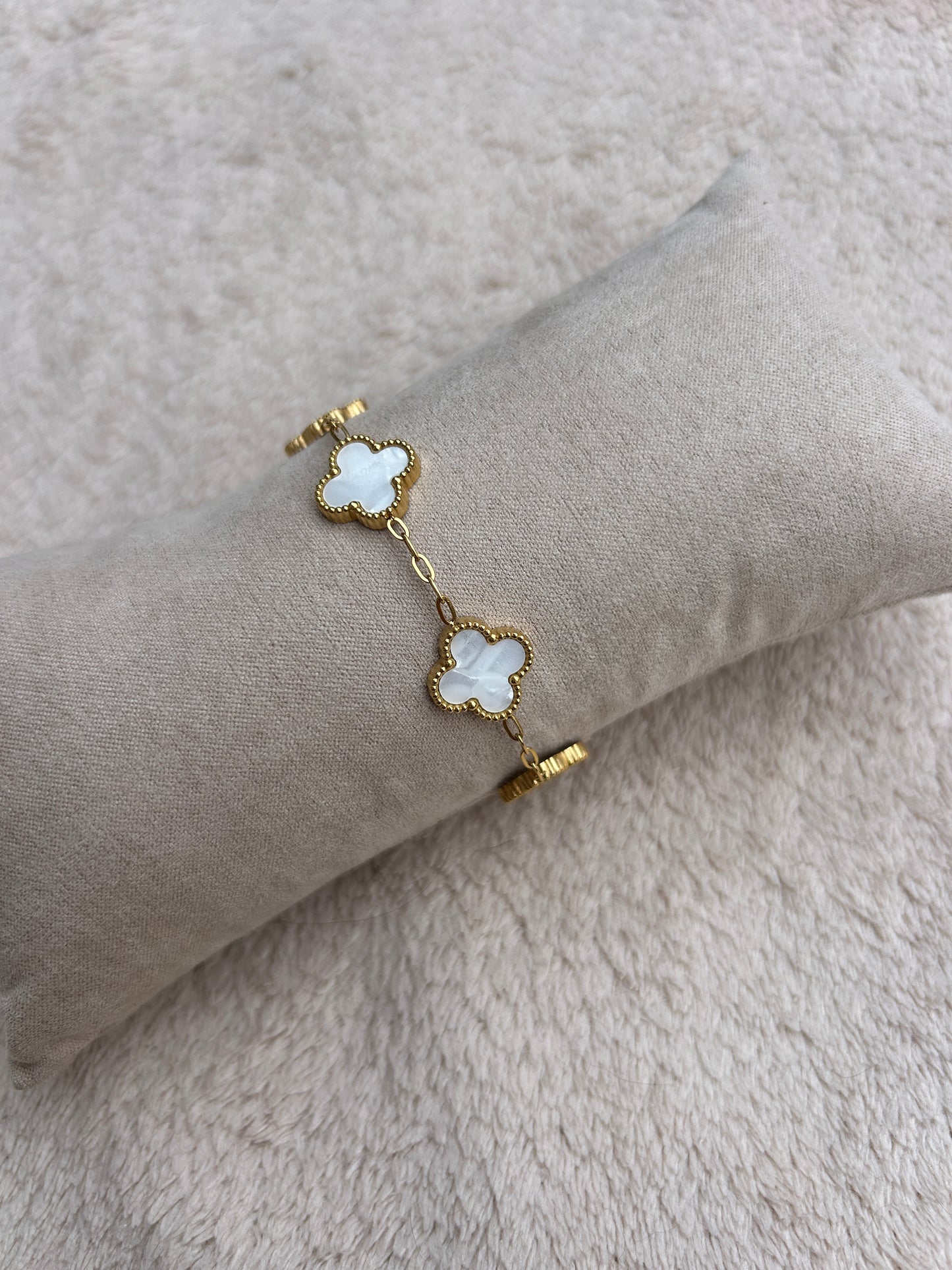Bracelet NINON trèfles en acier inoxydable DORÉ