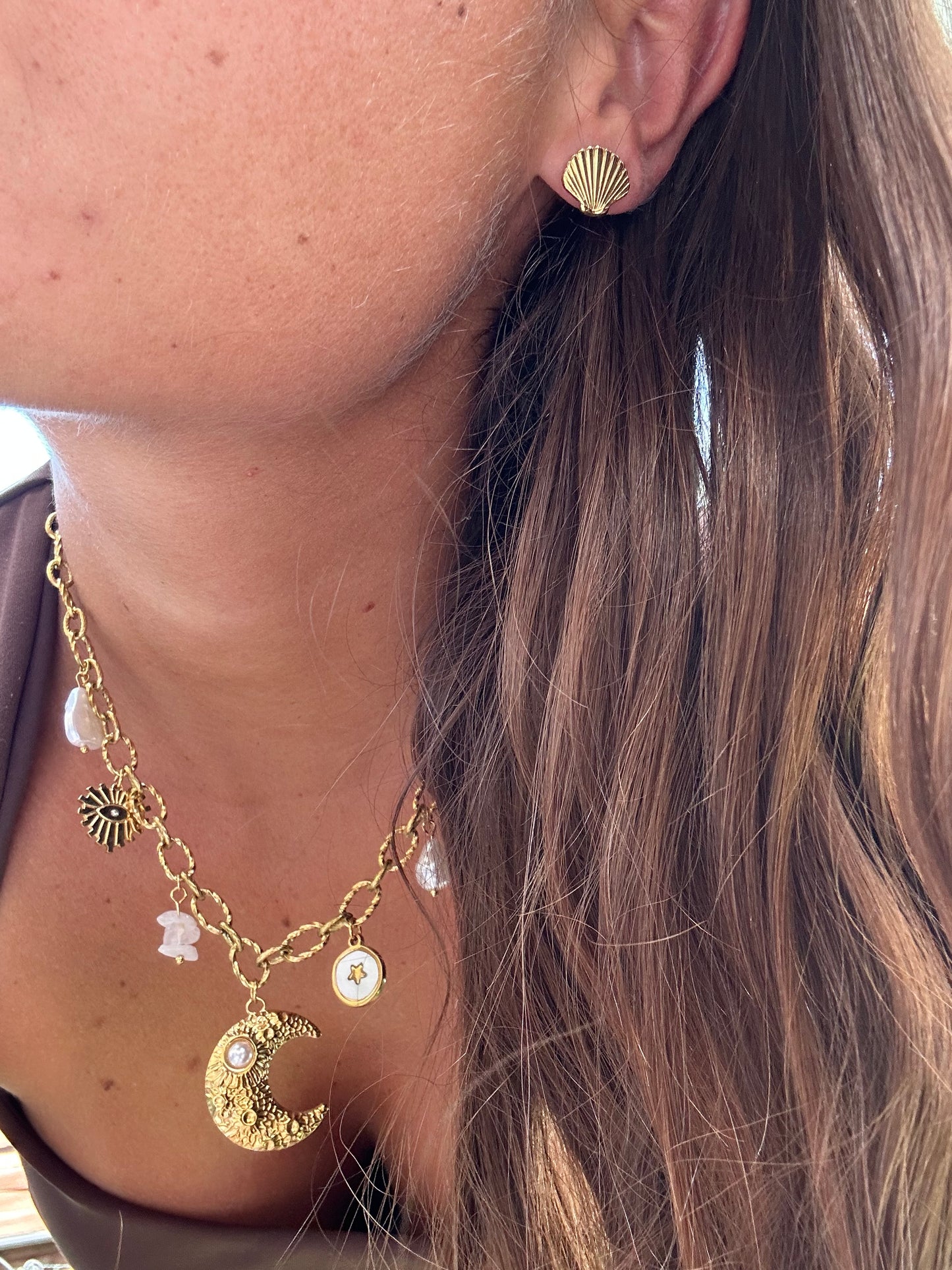 Boucles d’oreilles coquillages KORA en acier inoxydable DORÉ