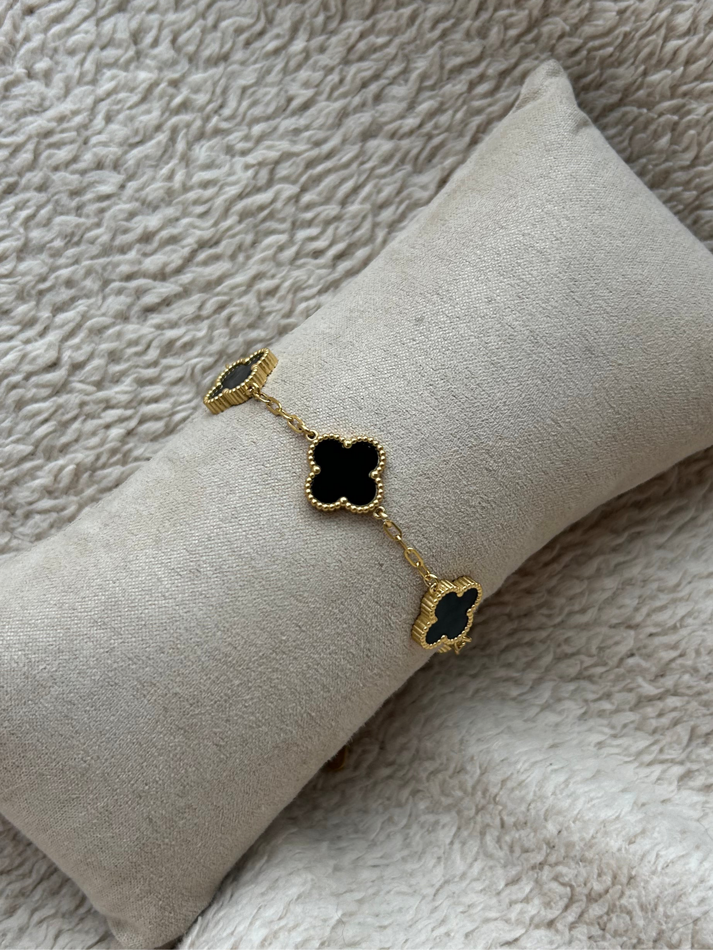 Bracelet NINON trèfles en acier inoxydable DORÉ et NOIR