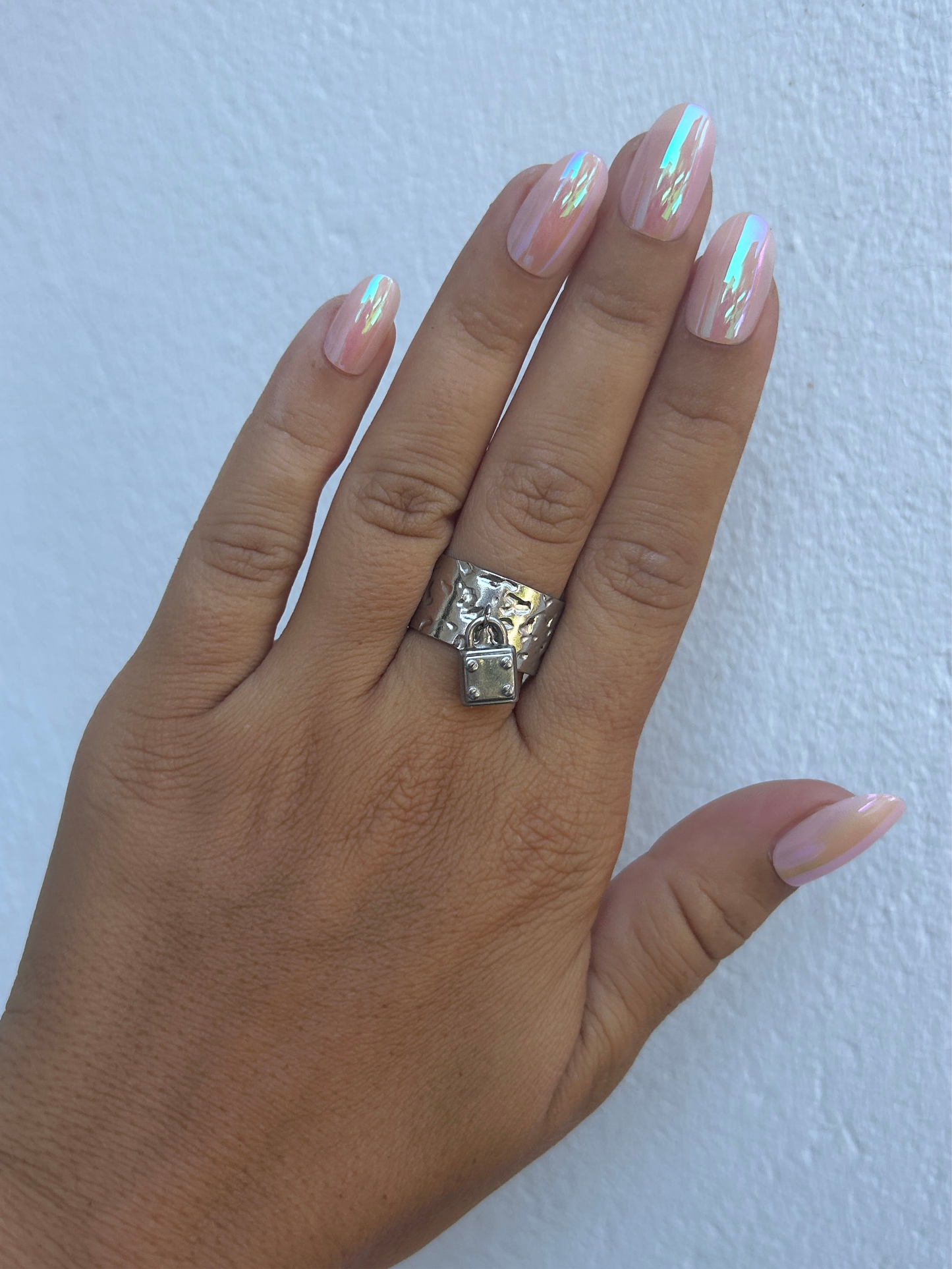 Bague LOCKED en acier inoxydable ARGENTÉ