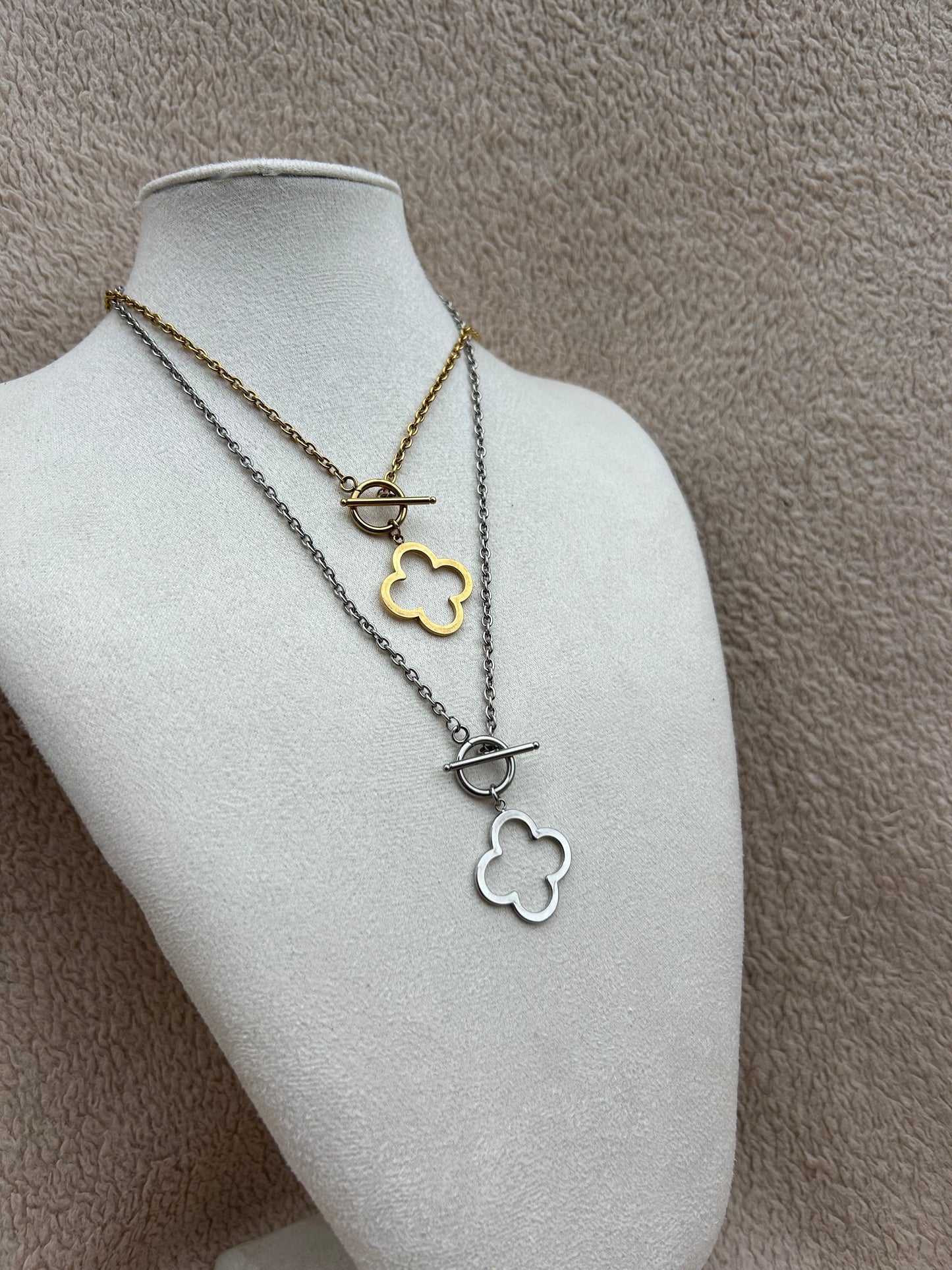Collier trèfle EDNA en acier inoxydable ARGENTÉ