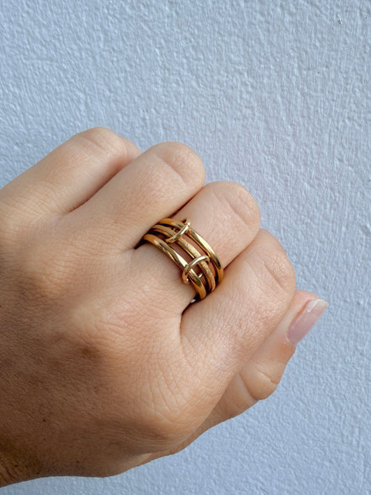 Bague TRINA en acier inoxydable DORÉ