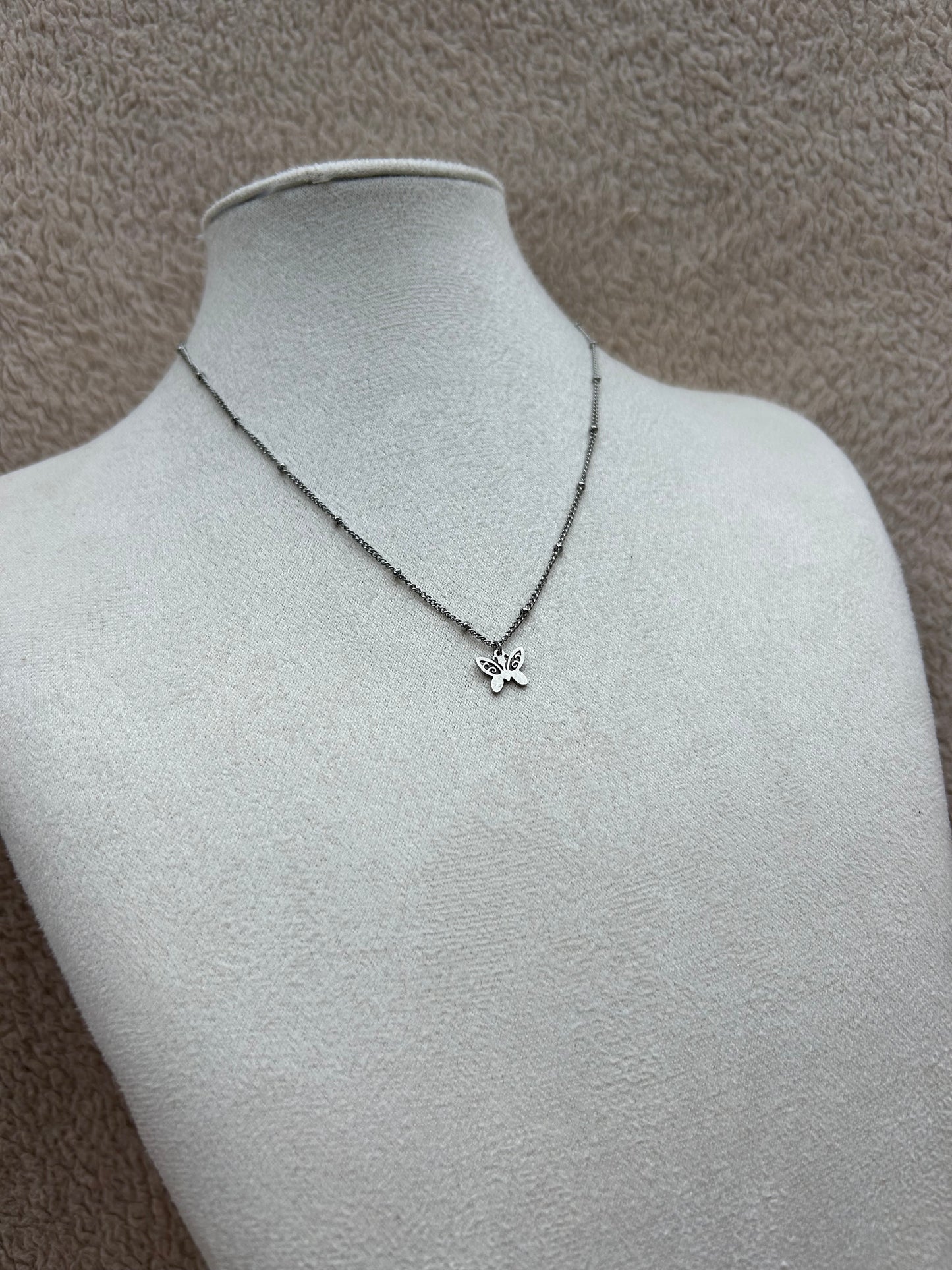 Collier papillon MILIE en acier inoxydable ARGENTÉ