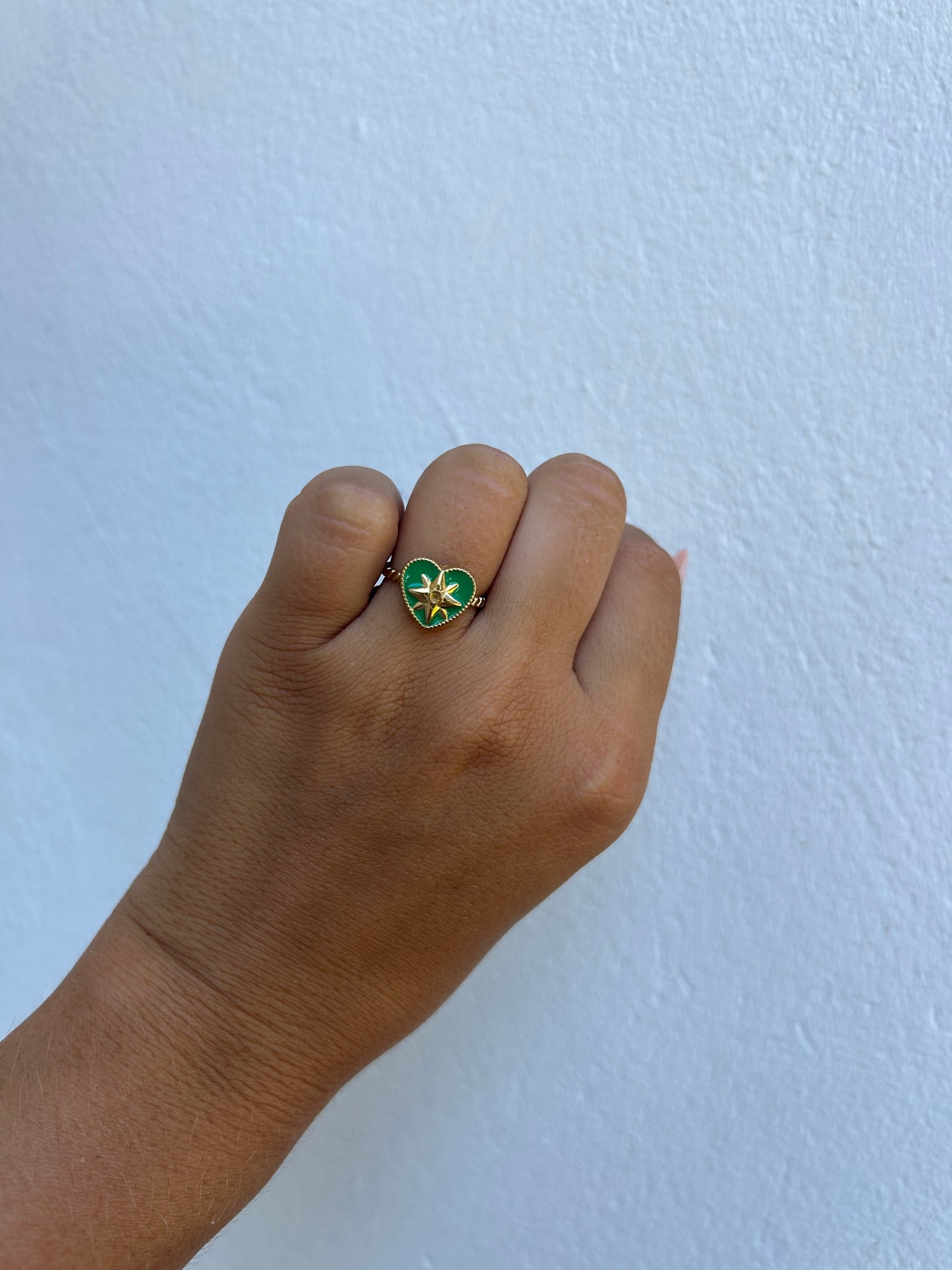 Bague VERA cœur vert en acier inoxydable