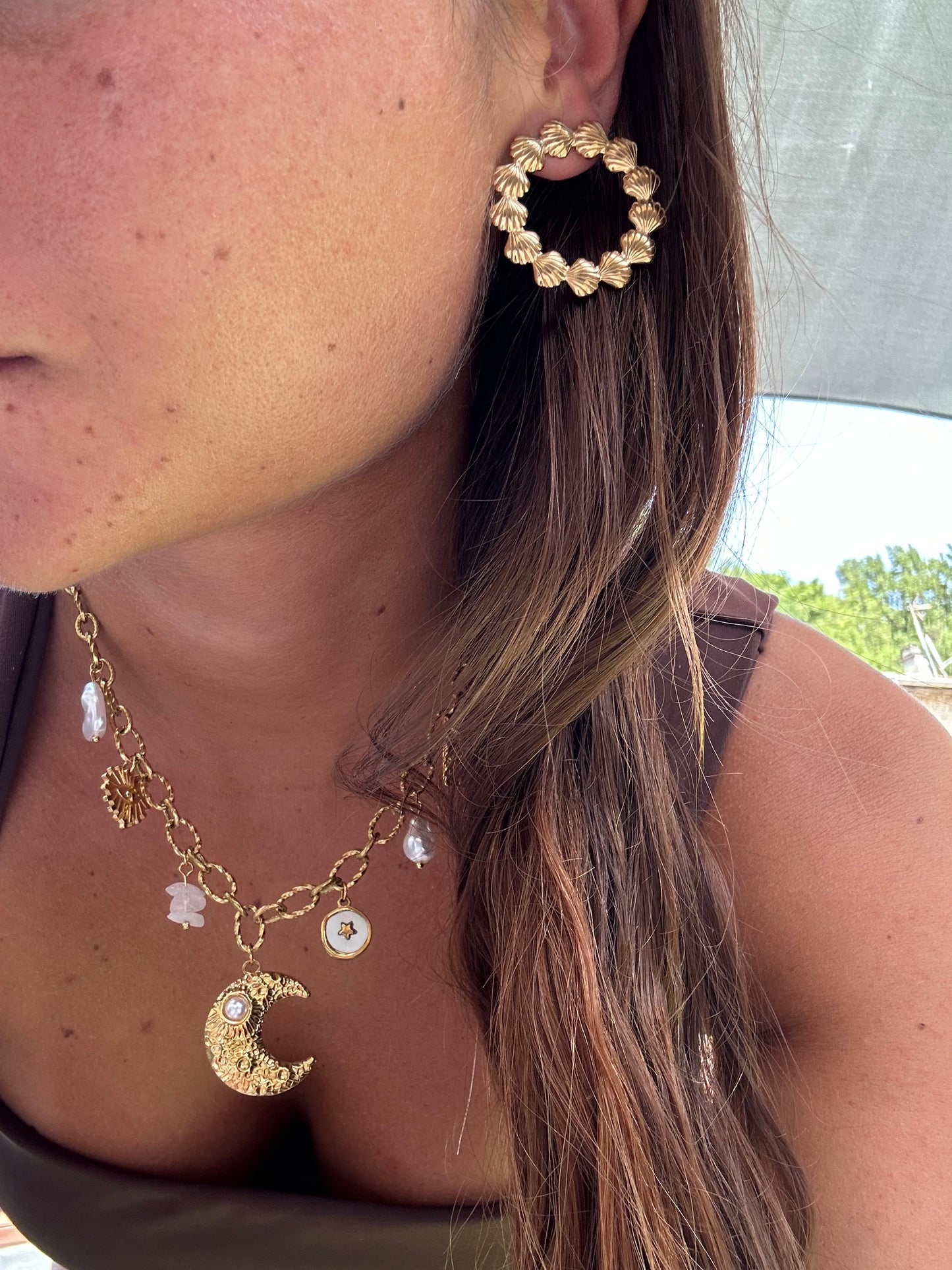 Boucles d’oreilles coquillages KARA en acier inoxydable DORÉ