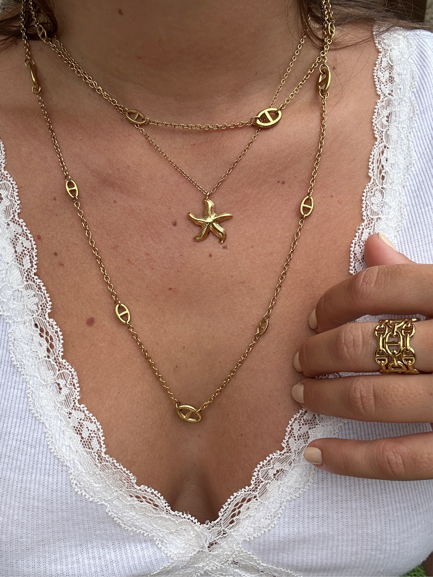 Collier étoile de mer STARLA en acier inoxydable DORÉ
