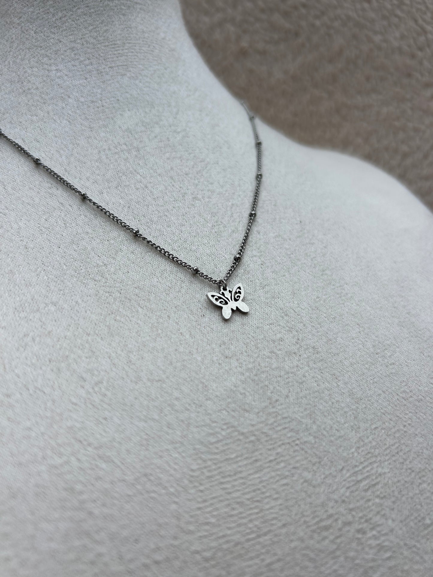 Collier papillon MILIE en acier inoxydable ARGENTÉ