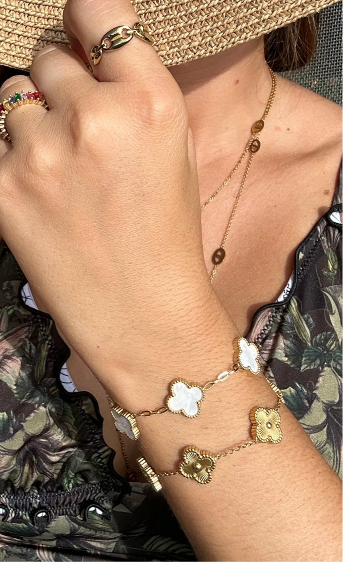 Bracelet CONNIE trèfles acier inoxydable DORÉ