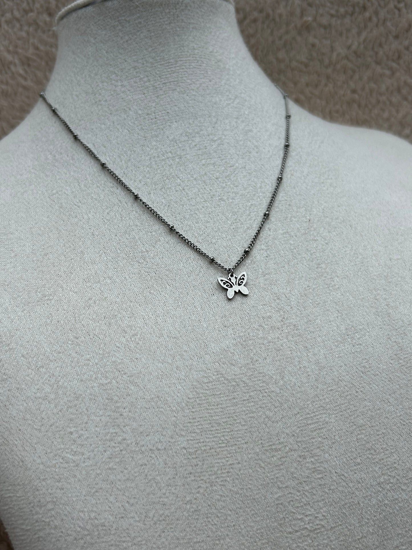 Collier papillon MILIE en acier inoxydable ARGENTÉ