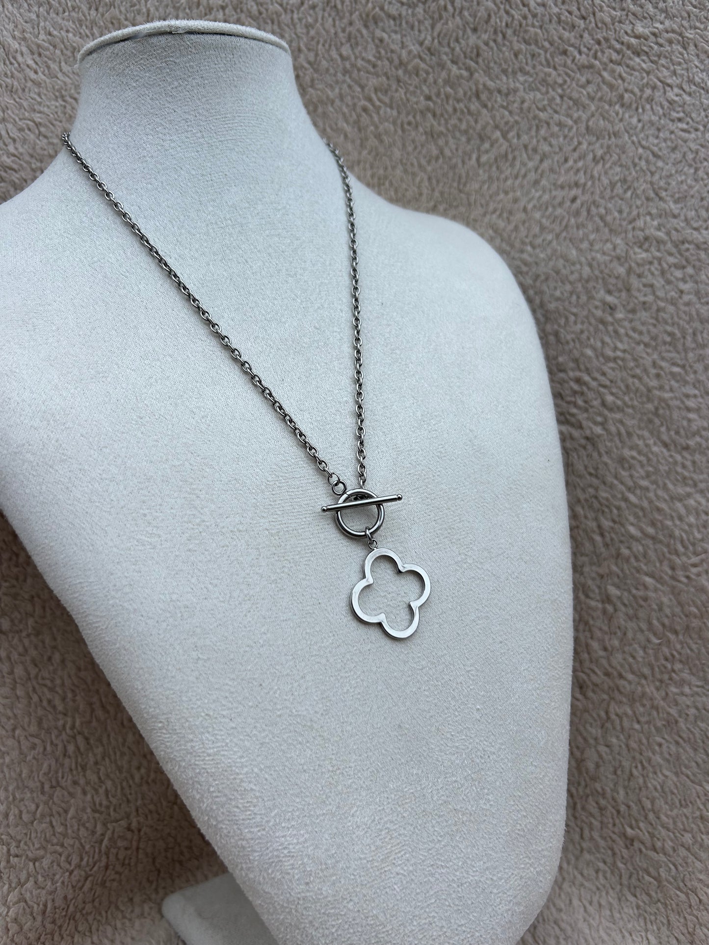 Collier trèfle EDNA en acier inoxydable ARGENTÉ