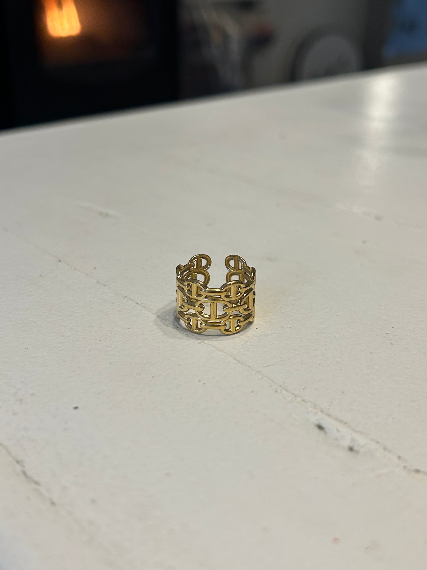 Bague OCÉANE acier inoxydable DORÉ