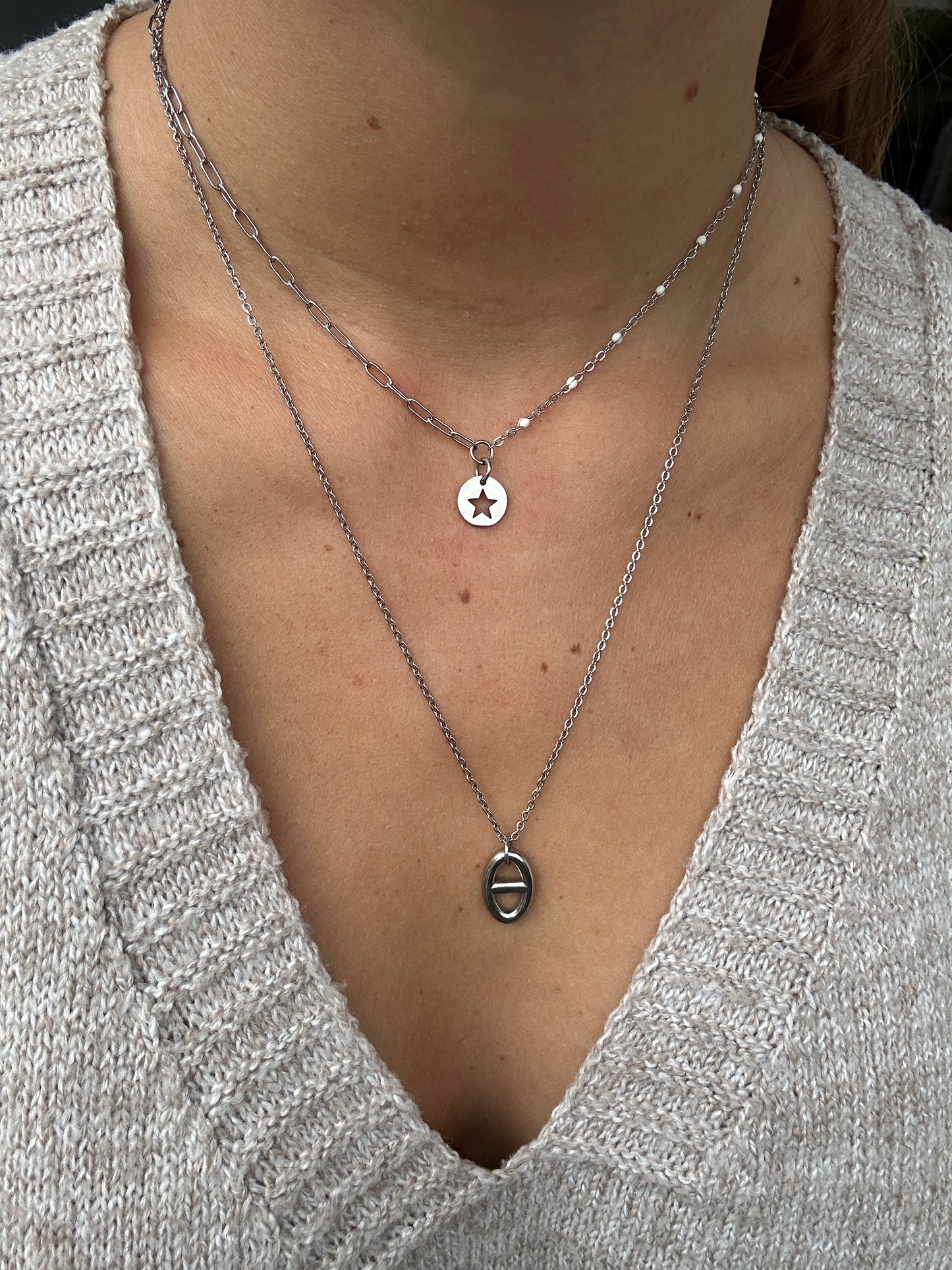 Collier MOONA en acier inoxydable argenté