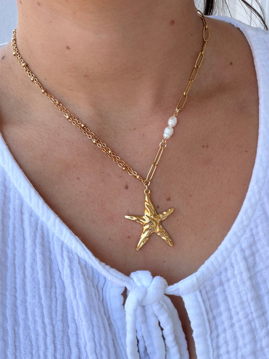 Collier étoile MAWA en acier inoxydable DORÉ