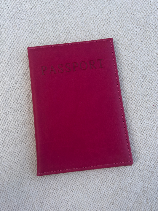 Porte passeport rose framboise