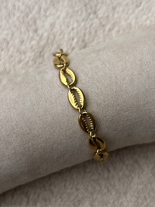 Bracelet coquillages KORA en acier inoxydable DORÉ