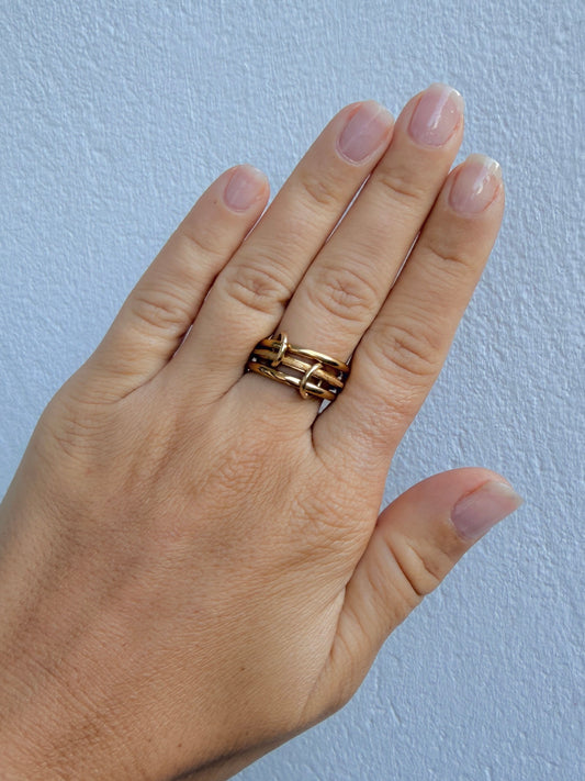 Bague TRINA en acier inoxydable DORÉ