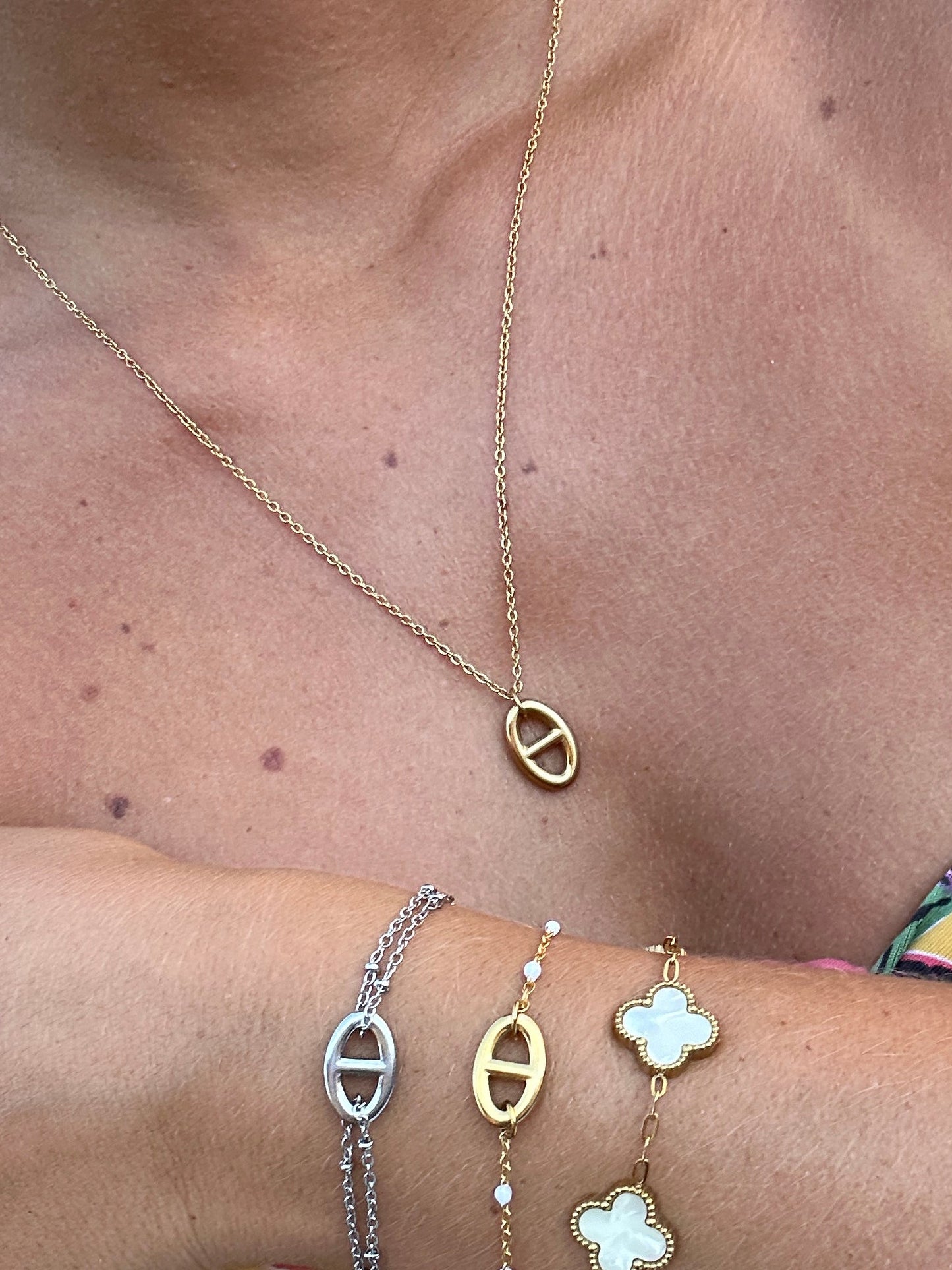 Collier ROSIE maille marine en acier inoxydable DORÉ