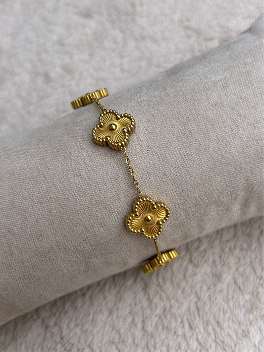 Bracelet CONNIE trèfles acier inoxydable DORÉ