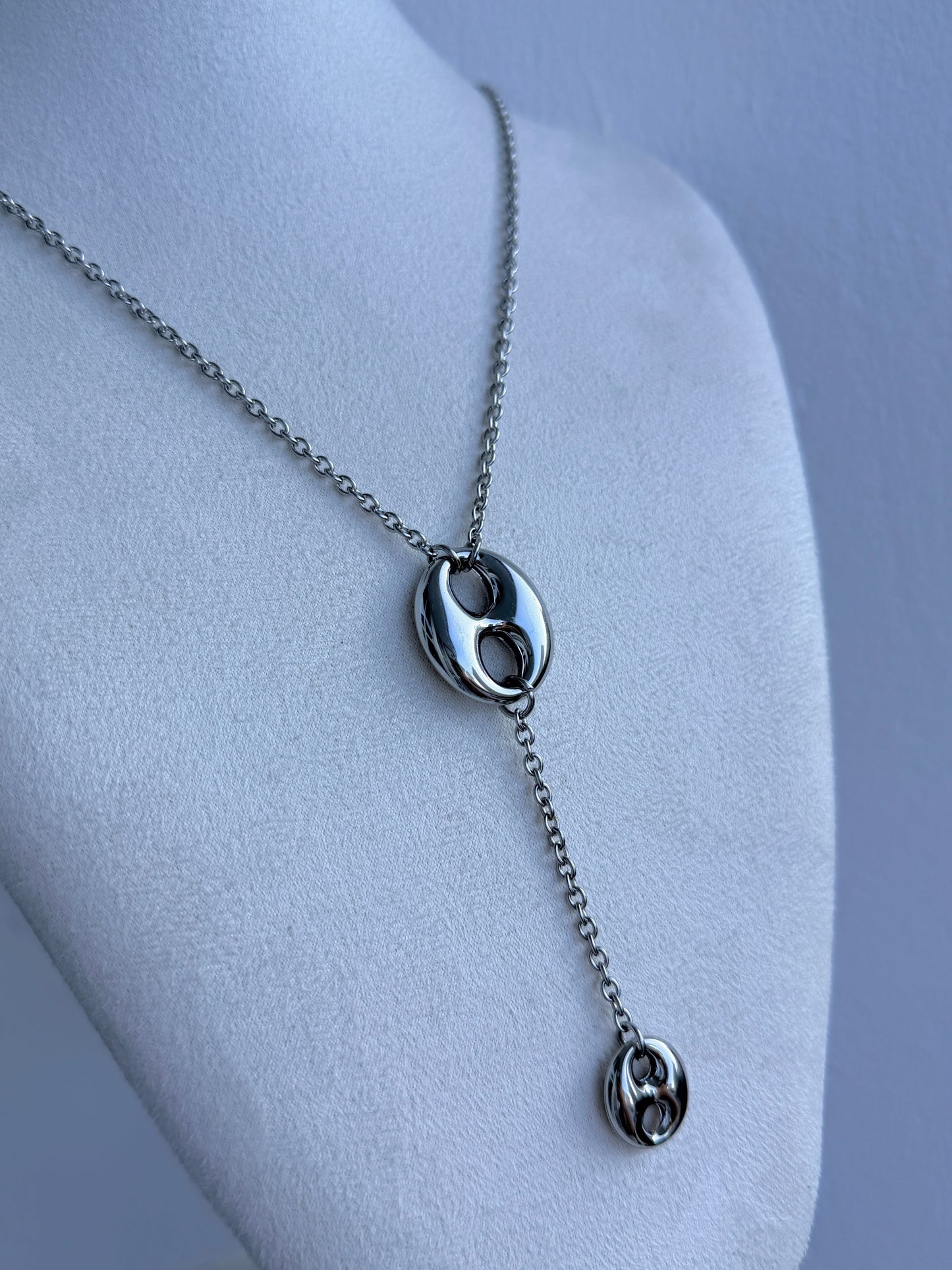 Collier sautoir GINA en acier inoxydable ARGENTÉ