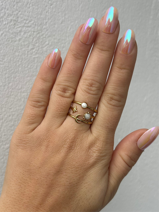 Bague WITNEY en acier inoxydable DORÉ (blanc)