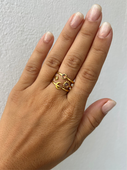 Bague WITNEY en acier inoxydable DORÉ (marron)