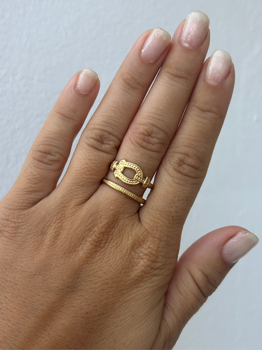 Bague JADE en acier inoxydable DORÉ