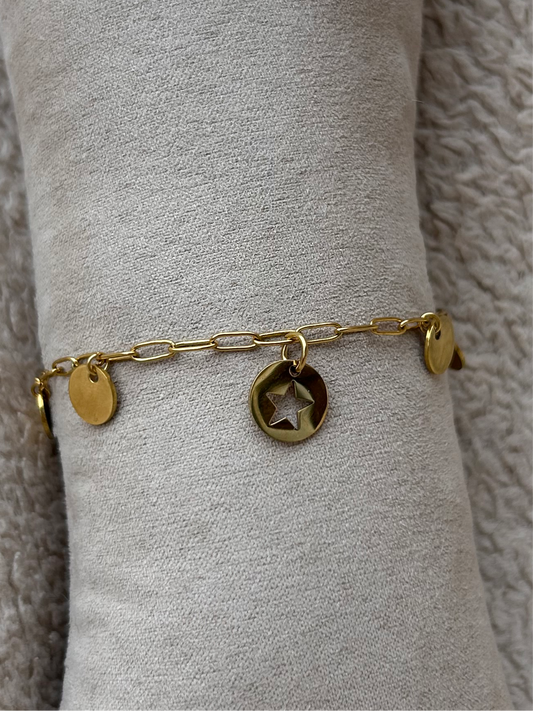 Bracelet breloques KERA en acier inoxydable doré