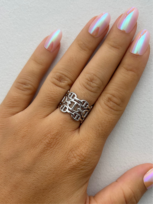 Bague OCÉANE en acier inoxydable ARGENTÉ