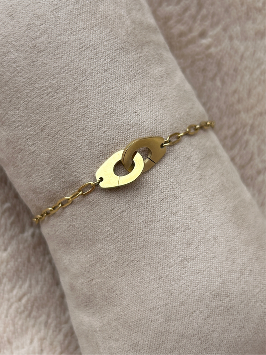 Bracelet menottes LARA en acier inoxydable DORÉ
