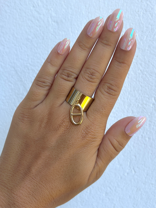 Bague breloque LORNA en acier inoxydable DORÉ