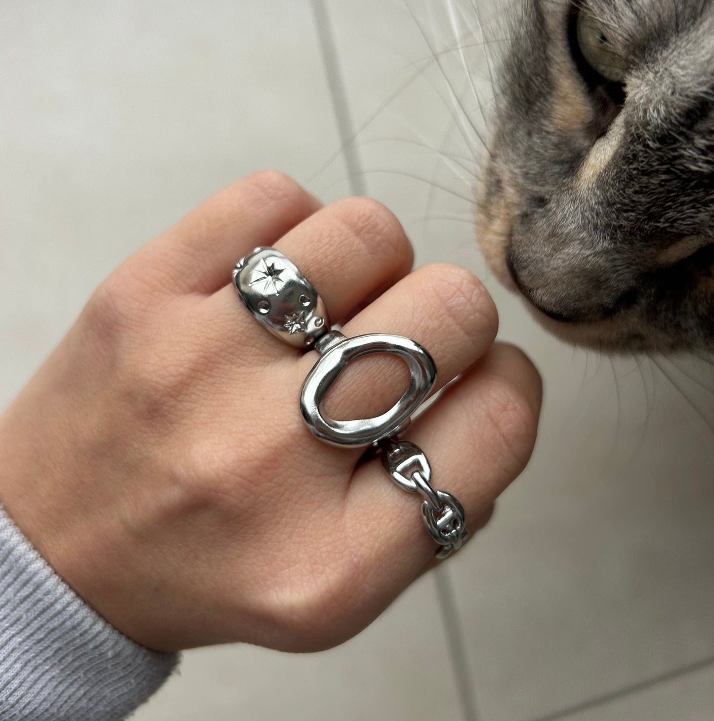 Bague CÉLIA en acier inoxydable ARGENTÉ
