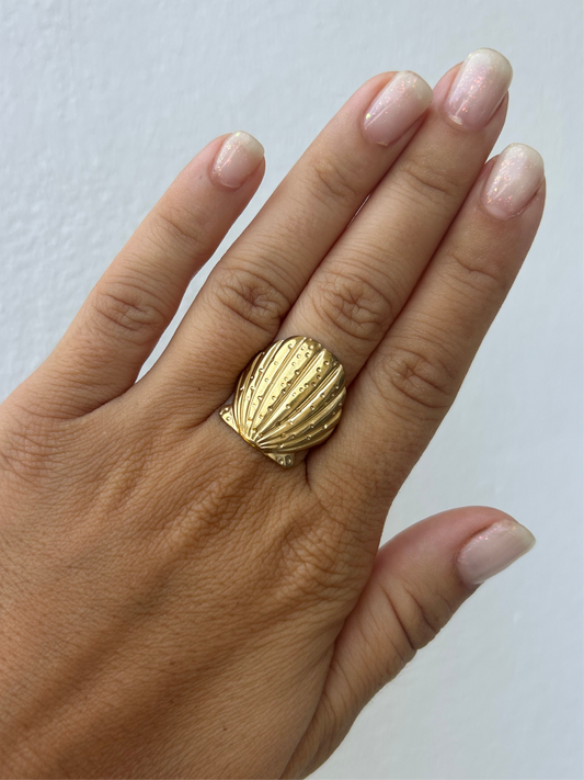 Bague coquillage LOUISA en acier inoxydable DORÉ