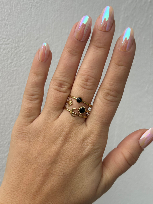 Bague WITNEY en acier inoxydable DORÉ (noir)