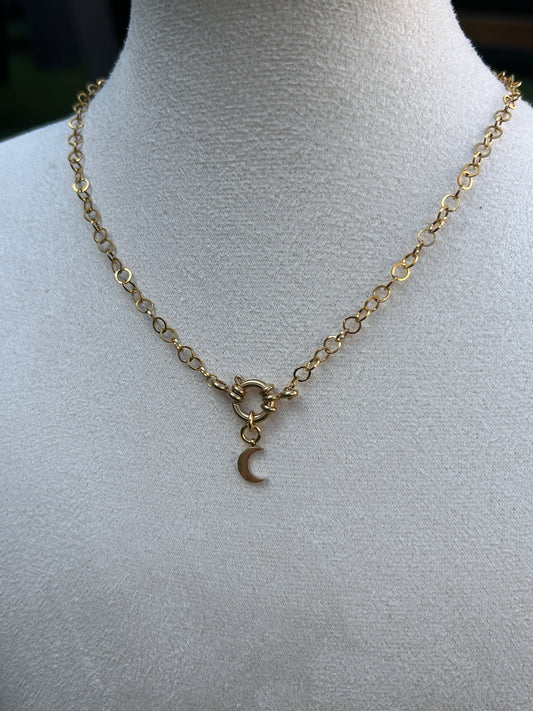 Collier unique LUNE en acier inoxydable DORÉ