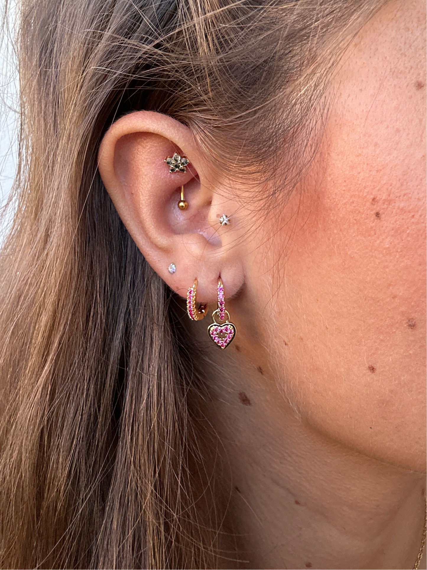 Boucles d’oreilles MALOU cœur rose en acier inoxydable