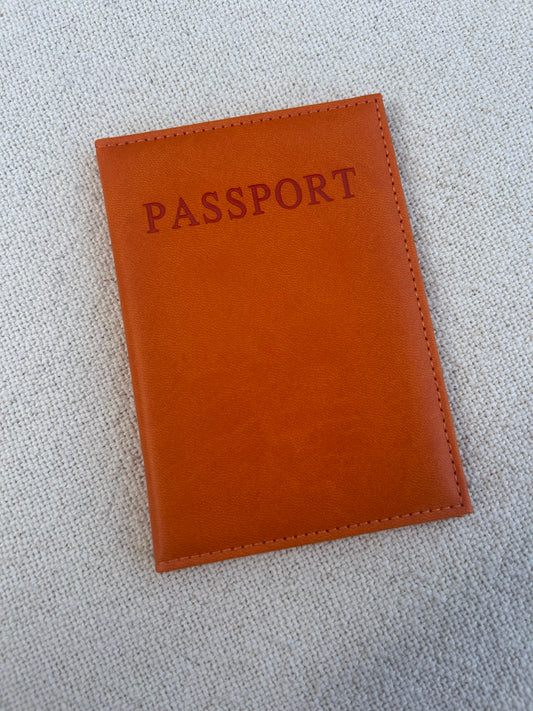 Porte passeport orange