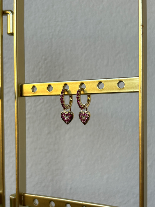Boucles d’oreilles MALOU cœur rose en acier inoxydable