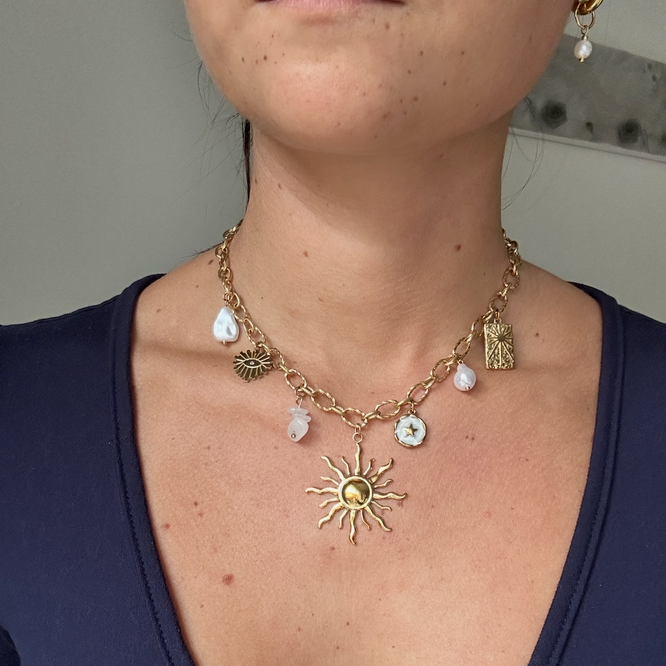 Collier soleil YUMI en acier inoxydable DORÉ